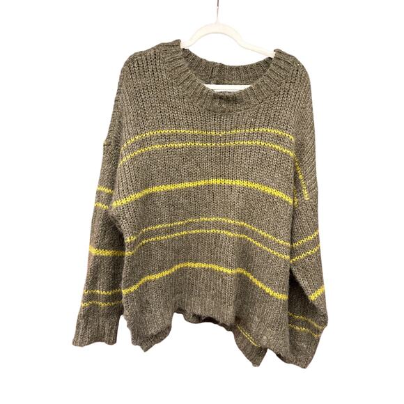 Aerie Packers Striped Wool Sweater Green Large Oversized Cozy Comfy Football - Picture 1 of 6